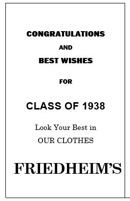 Advertisement from the 1938 Rock Hill Bearcat annual.