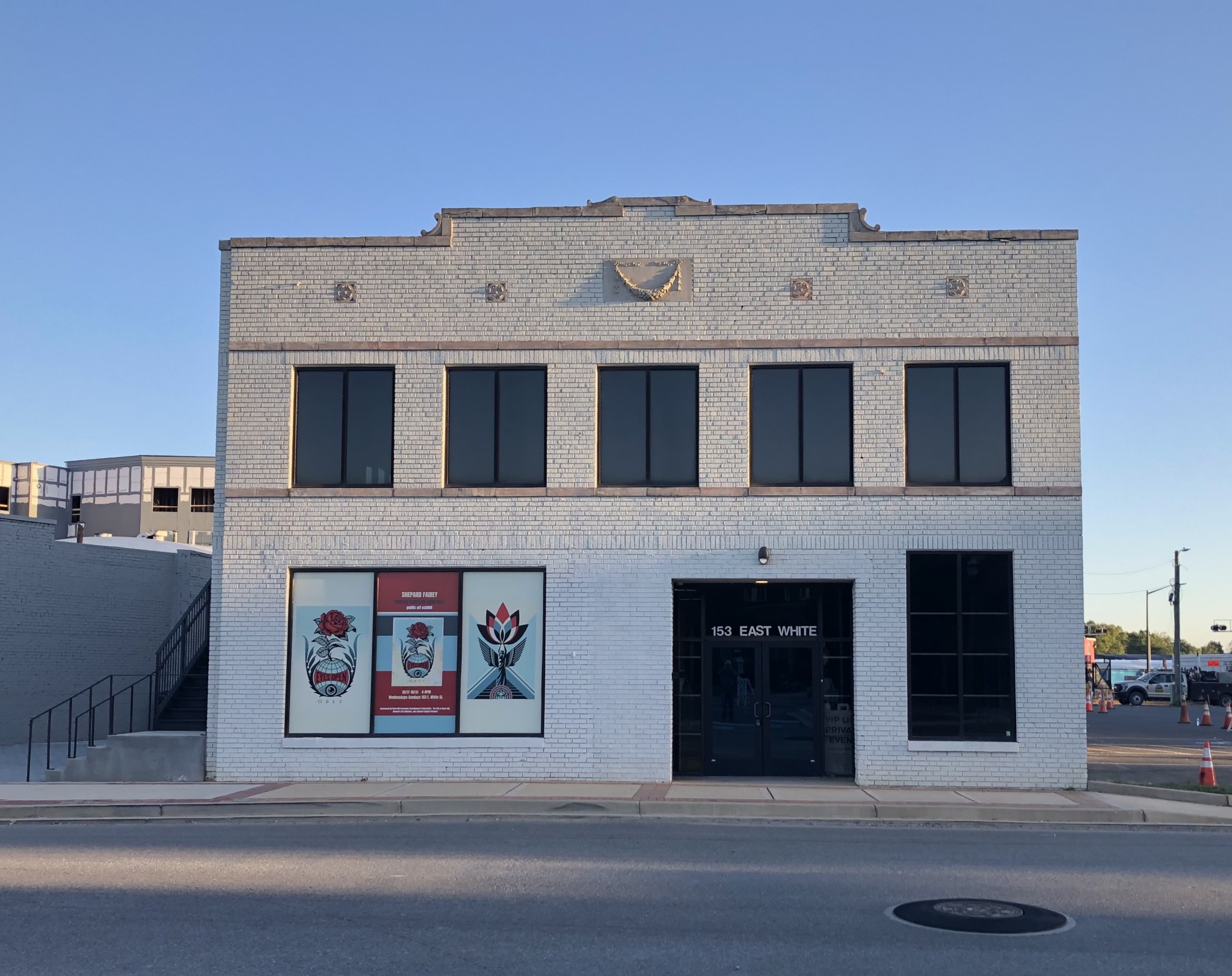 Remodeled building in 2021, in preparation for new business opportunities and the Shepard Fairey Mural - 2021