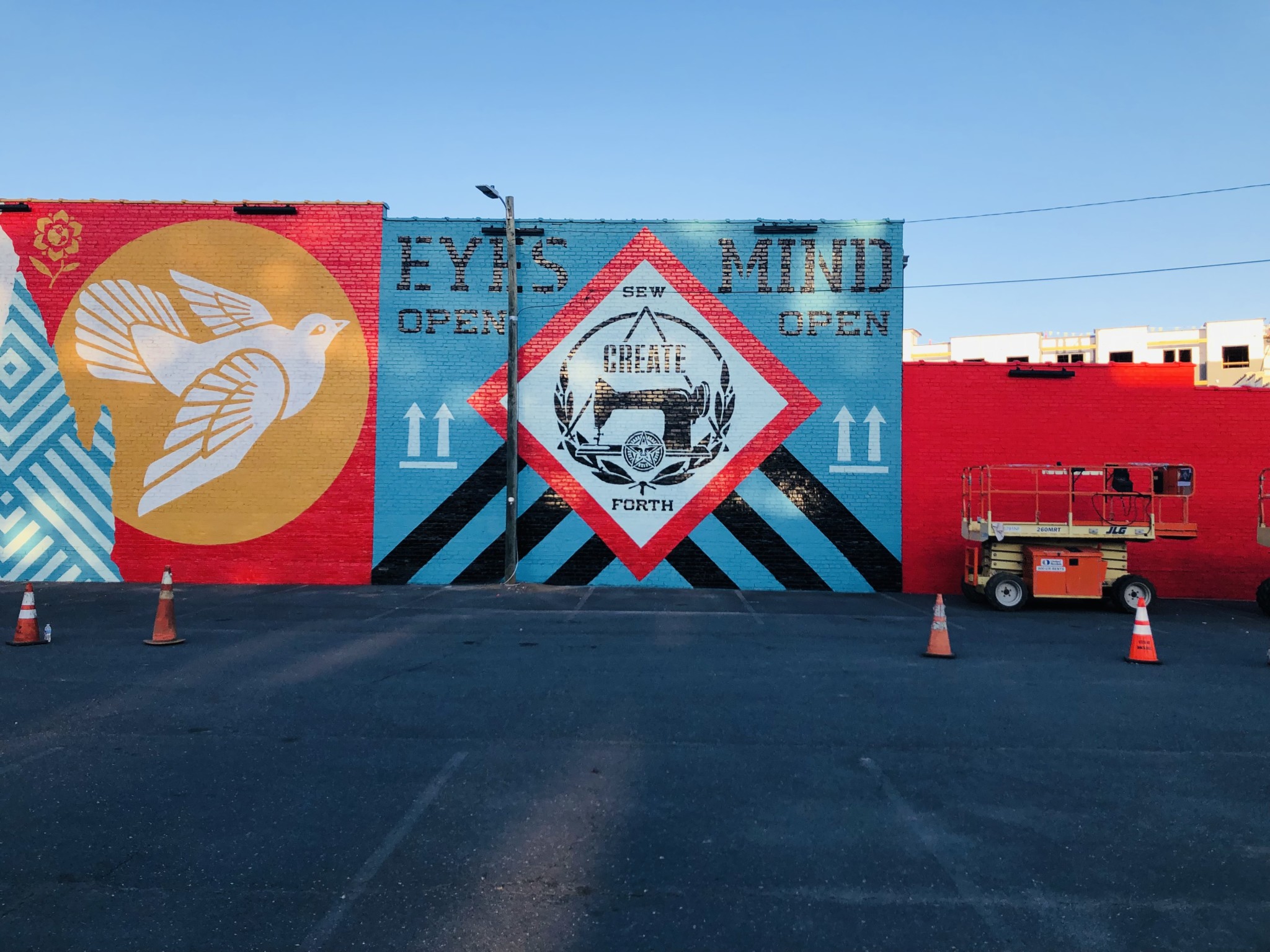 Section of the 2021 mural by artist, F. Shepard Fairey...