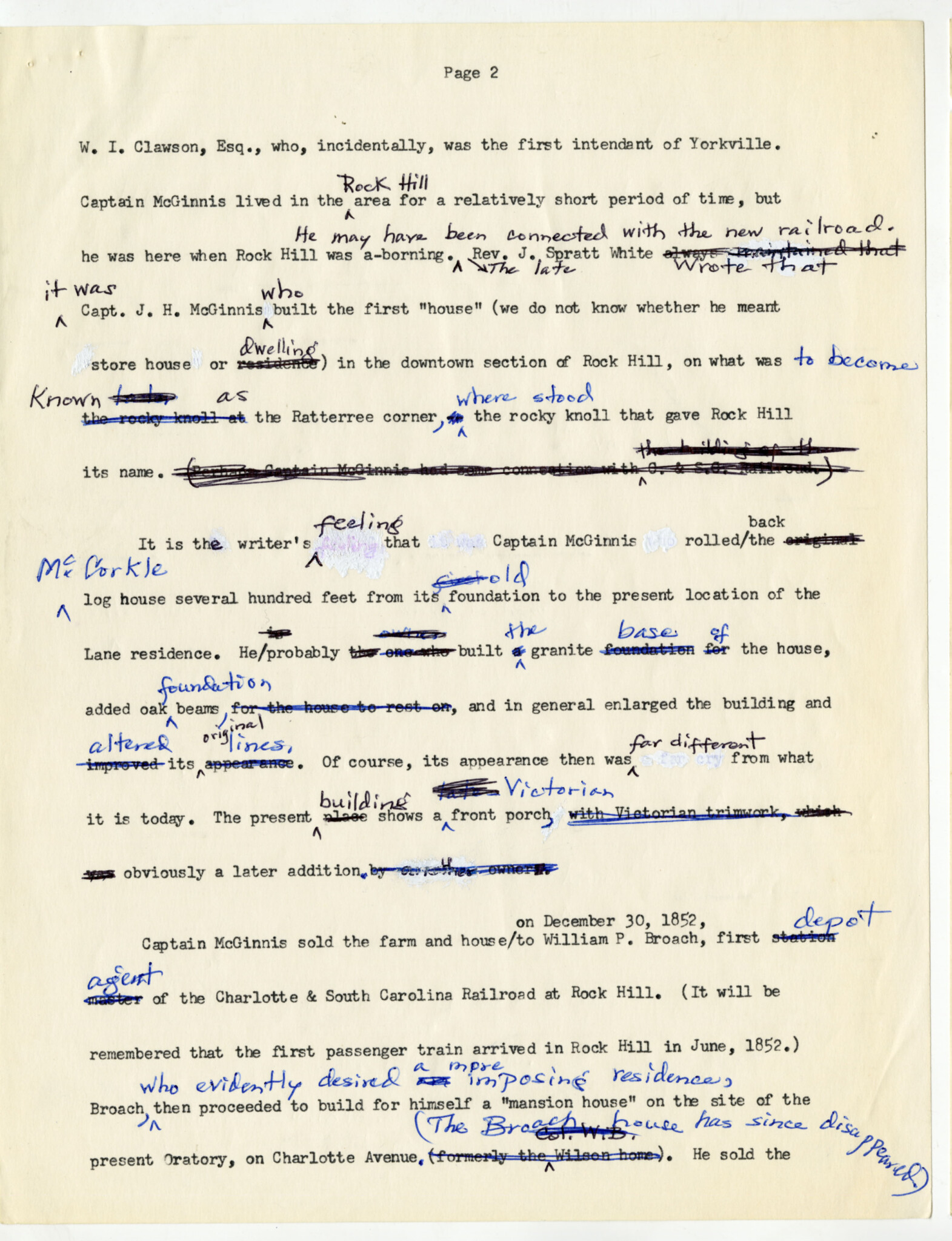 NOTES ON THE HOME BY WM. B. WHITE, JR. P. 2 - WU PETTUS ARCHIVES