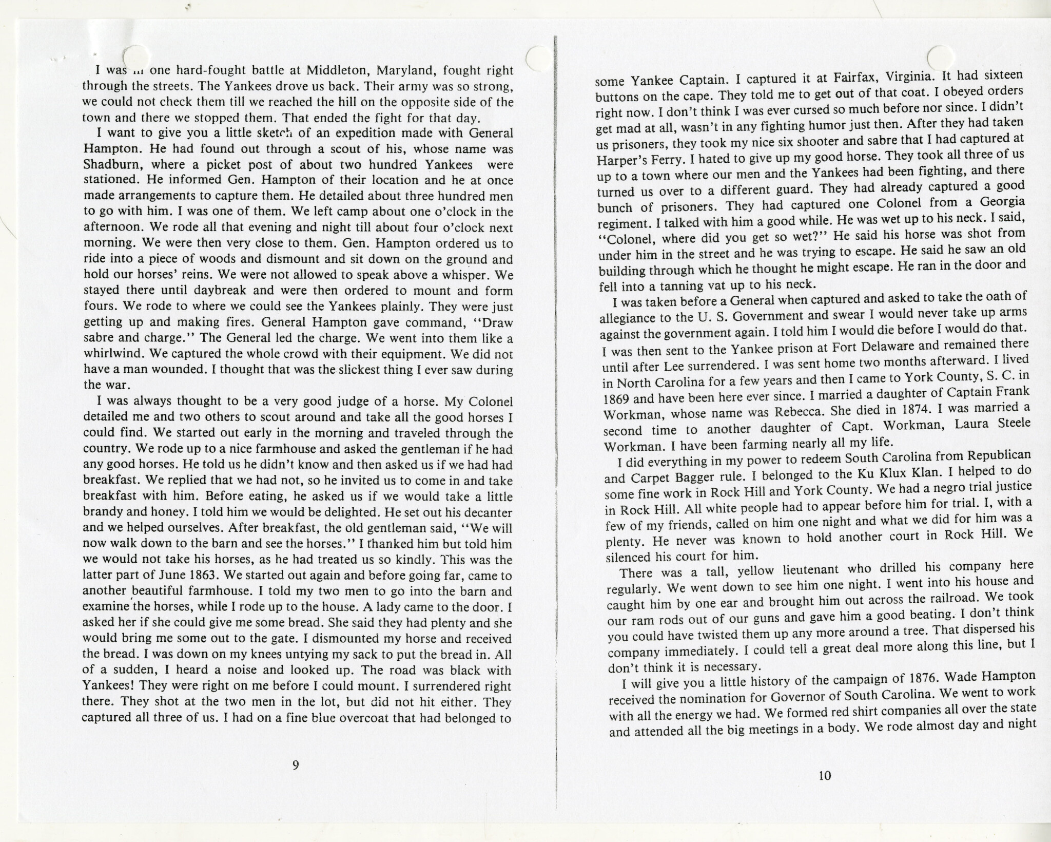 HISTORY OF THE WAR AND THE LOCAL KKK - Wm. B. White Collection - WU Pettus Archives p. 2