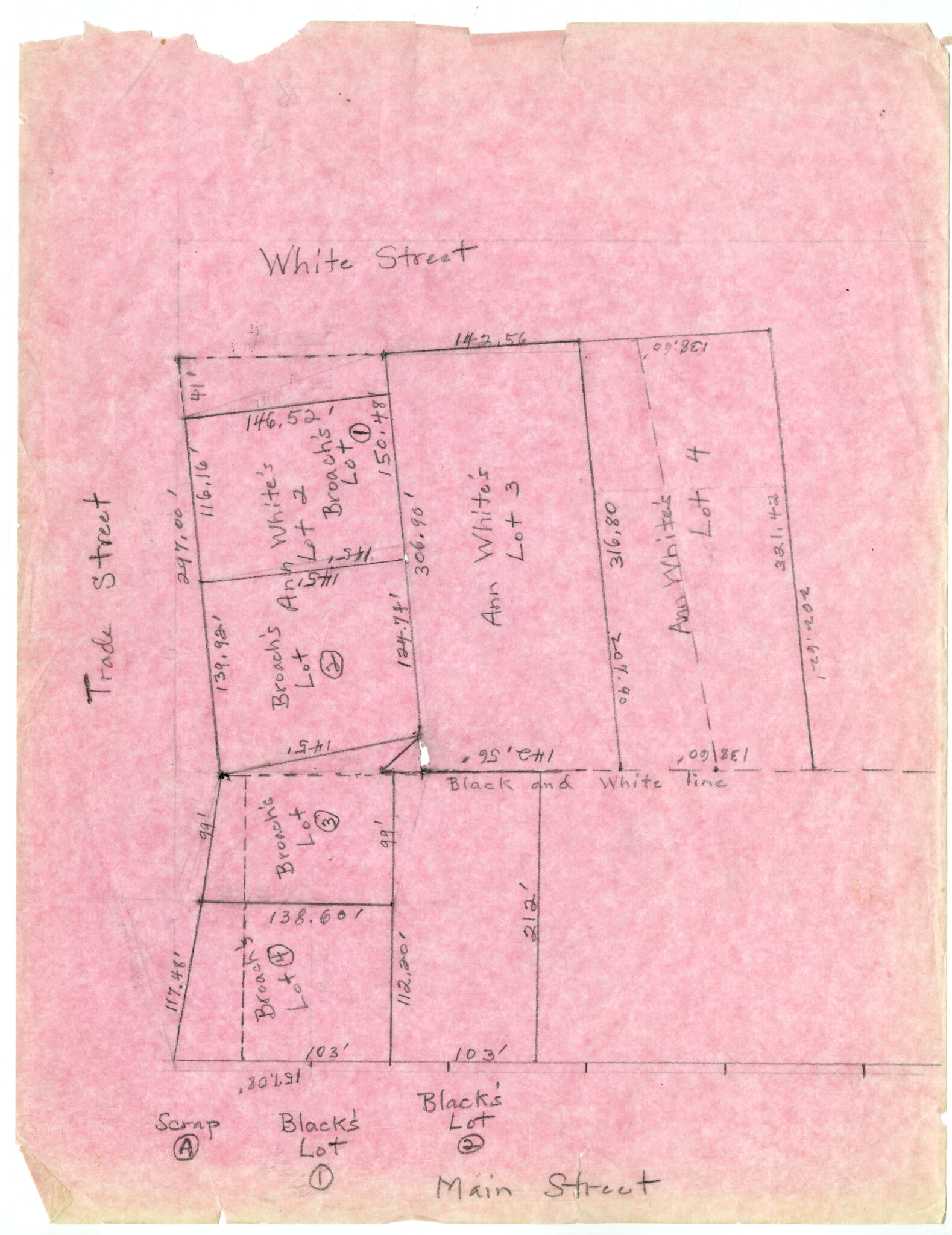 LAYOUT OF LOT #1 NORTH AND OTHERS - WM. B. WHITE, JR. COLLECTION@ WU PETTUS ARCHIVES