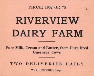 Ad for the Riverview Dairy in 1925.