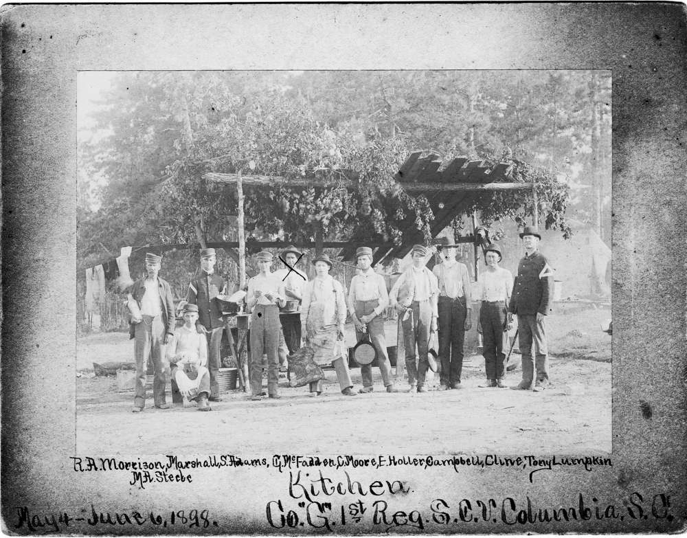 Pictured here in 1898 are a number of Rock Hill's promising gentleman. The group includes: R.A. Morrison, Marshall, S. Adams, C. McFadden, C. Moore. E. Holler, Campbell, Cline, Tony Lumpkin. Courtesy of the White Family Collection - WU's Pettus Archives
