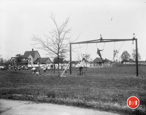 WTS can be seen in the left corner of this image dated 1917, hidden behind the house as children from the school play on what became by the 1940’s the athletic field. Courtesy of the WU Pettus Archives