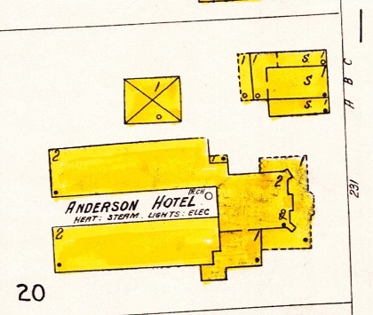 1926 Sanborn Map image of the Anderson Hotel.