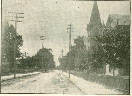 Looking down Hampton Street, 1st Baptist on the right, ca. 1890s.