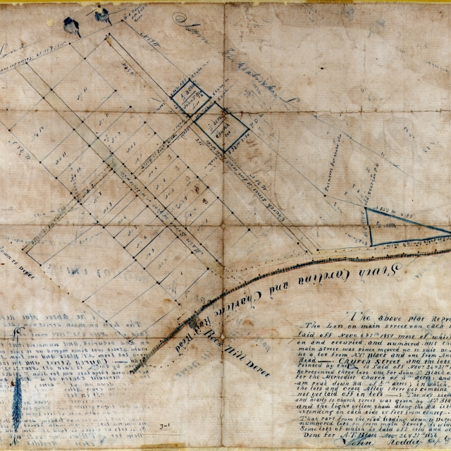Squire John Roddey’s map of early Rock Hill, SC showing the town’s early streets.