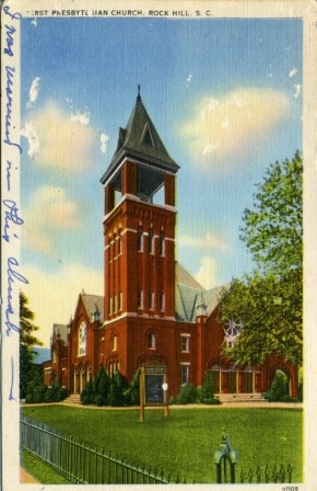 Postcard view of Rock Hill’s First Pres. Church