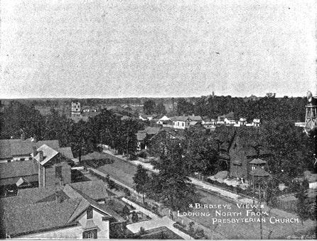View of the Roddey house (rt) from the First Presbyterian Church.