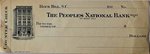 Check from People’s National Bank