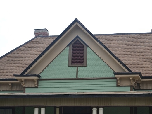 Gable end architectural veiw of the Poag home in 2013.