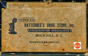 Prescription box from the Ratterree Drug Company