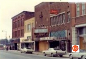 View of East Main Street from Friedheim’s Dept. Store west – circa 1970. All of these building were razed during the urban renewal process of moving Dave Lyle Boulevard.
