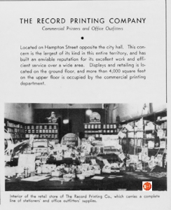 Record Printing Company promotion – Courtesy of Robert Ratterree’s Collection