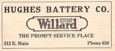 Ad for the Willard Company at this location in 1922.