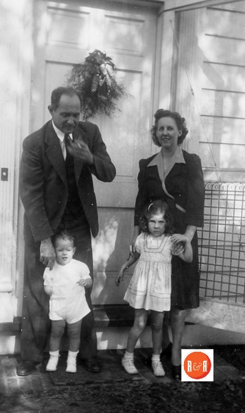 Dr. Buck Fennell and his family on the front porch of their College Avenue home.