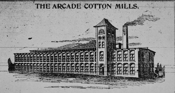 Woodcut of the Arcade Mill from the Herald, Aug. 15, 1896. Courtesy of Paul M. Gettys - 2016