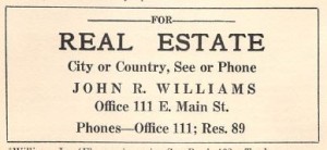 Ad for the Williams Realty Co., 1922