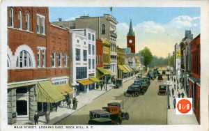 Early image of Rock Hill's Main Street. Courtesy of the Turner Postcard Collection - 2012