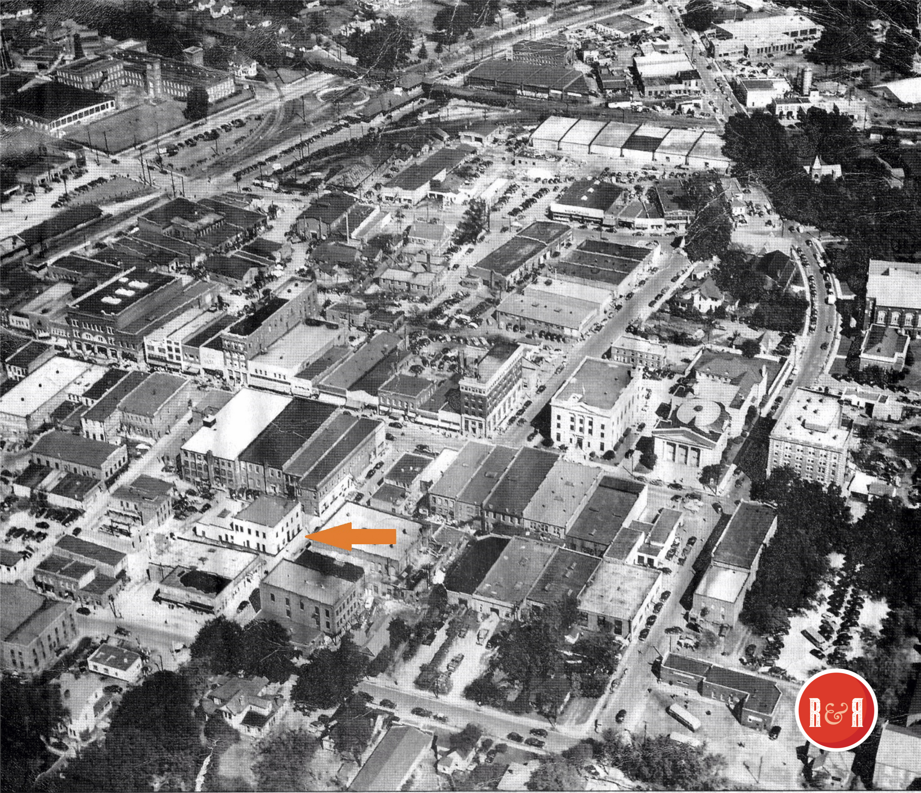 AERIAL OF THE LOCATION OF THE OLD CITY HALL