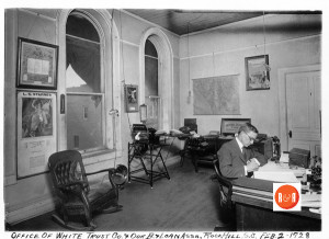 A 1928 image of Mr. White in his office - The White Trust Company and Our Building and Loan Association of Rock Hill.