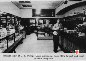 J.L. Phillips in his drug company on East Main Street