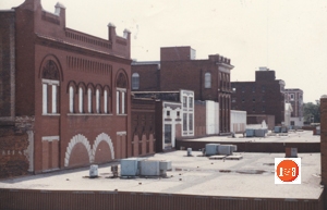 Note the roof of the Town Center Mall remains from this 1980’s photo, which covered the beautiful facade of the Friedheim Building.