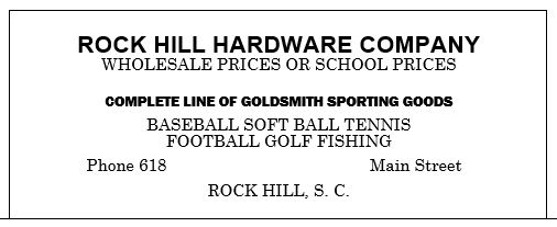 Ad from the 1938 Rock Hill Bearcat annual.
