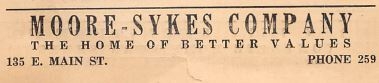 Ad for the Moore – Sykes Co., 1925