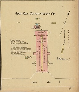 This section of the November 1886 Sanborn Map shows the detail of the factory.  Courtesy of the Galloway Map Collection.