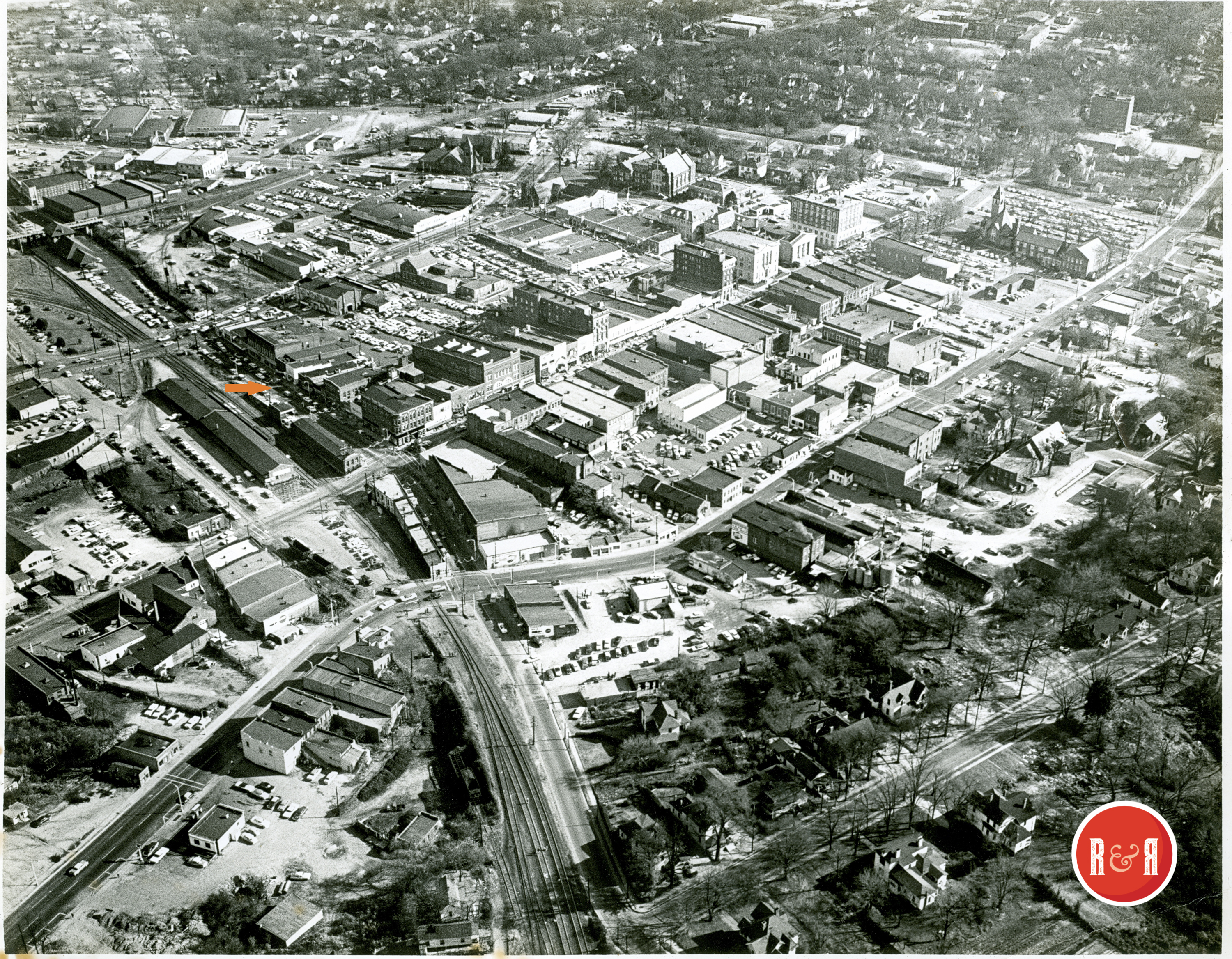 AERIAL VIEW OF NORTH TRADE STREET CA. 1960'S
