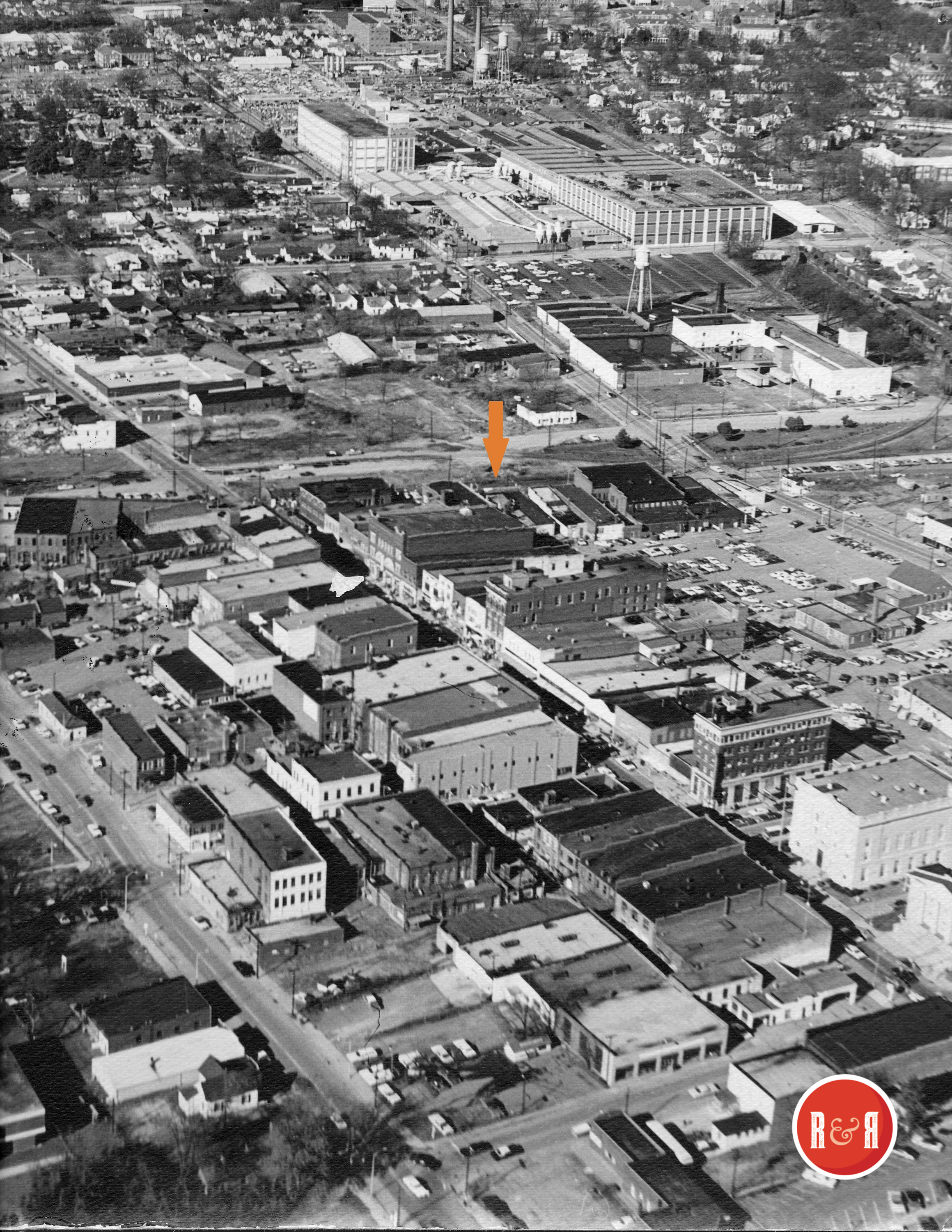 MID 1960'S AERIAL VIEW OF NORTH TRADE STREET