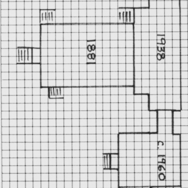 Floor plan outlined in 1987 of the church – facade faces left.
