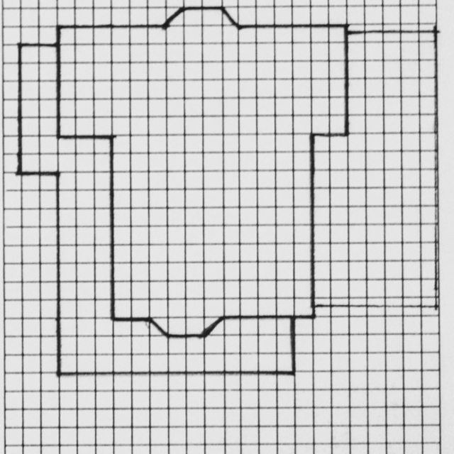 Floor plan outlined in 1987 – facade faces right.