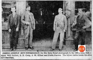 Early newspaper image of N.B. Craig and others along East Main Street.