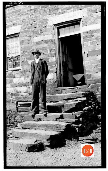 Mr. Henry Houser on the front steps of the historic home. Information from: The Library of Congress - HABS Photo Collection