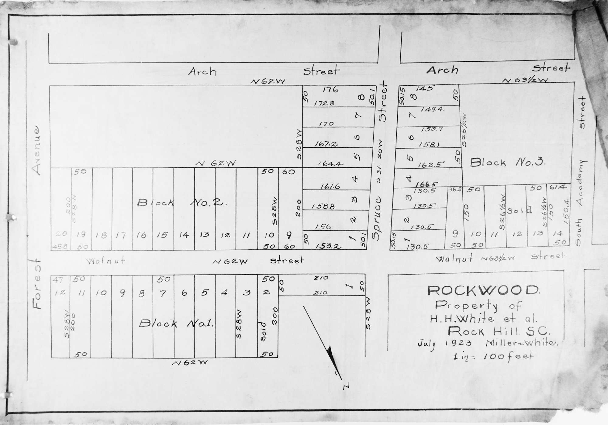 SURVEY OF WALNUT STREET AND ROCKWOOD DEVELOPMENT - 1923