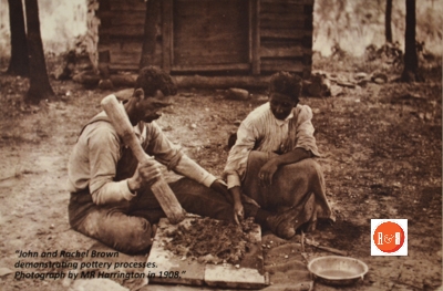 John and Rachael Brown demonstrate pottery making in the early 20th century. Courtesy of the Pettus Collection – 2014.