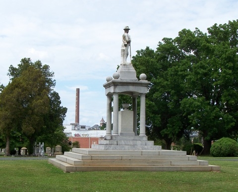Image of the Confederate Monument – 2012 showing the location of the Bleachery in the background as well as the Winthrop Un. tower.