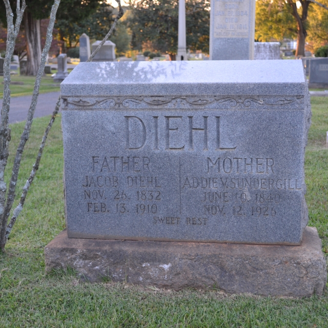 Laurelwood Cemetery stone of Mr. and Mrs. Diehl.