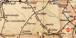 In the post Civil War era, Rock Hill began to economically and politically dominate the upper Piedmont regions of S.C. One of the reasons can clearly be seen viewing the town as a major railroad hub. Postal Map from 1896 - Courtesy of the Un. of N.C. Note the location in 1896, of Smith's Turnout, it could boast of a P.O.