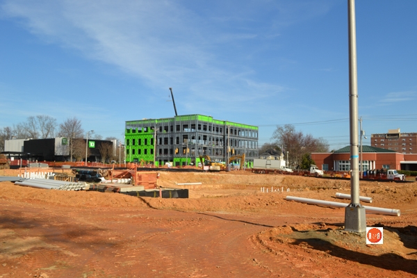 Construction of the new business center, Fountain Plaza, in 2014.