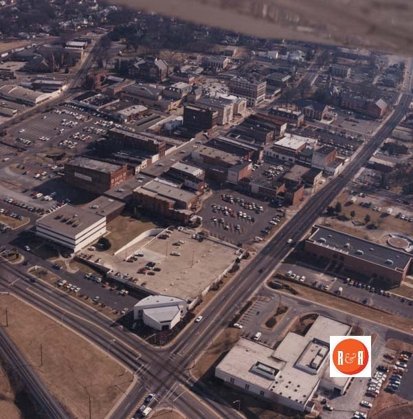 Aerial view of the area where Snipes was located prior to moving to Main Street.