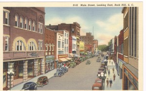 Early 20th century postcard of Main Street Rock Hill, S.C. Courtesy of the Allen Collection.