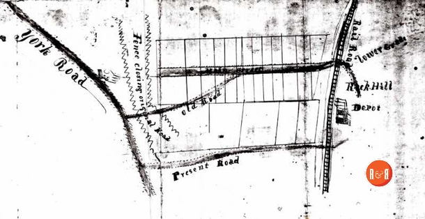 Early map of downtown Rock Hill’s original town lots.  Courtesy of the Wm. B. White, Jr. Collection – 2008