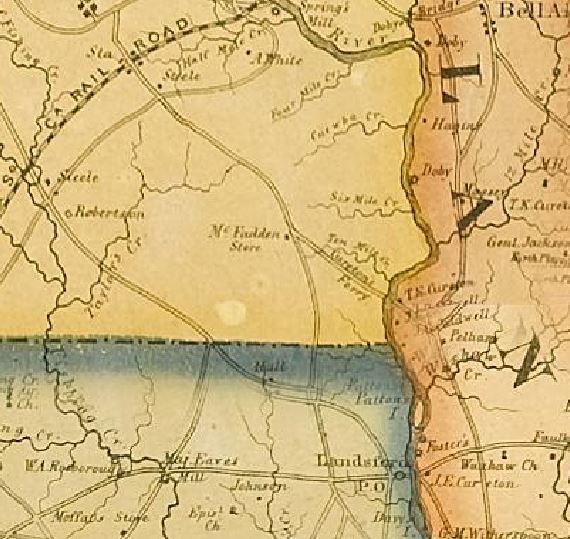 The historic Robertson Home is marked on Colton's 1854 Map of York County, S.C.  (Far left.)