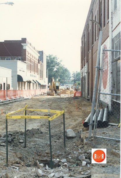 Hampton Street was heavily updated during the 1980s, including removal of one of the corner stores on Main to widen the street.  Courtesy of the RHED Corporation.
