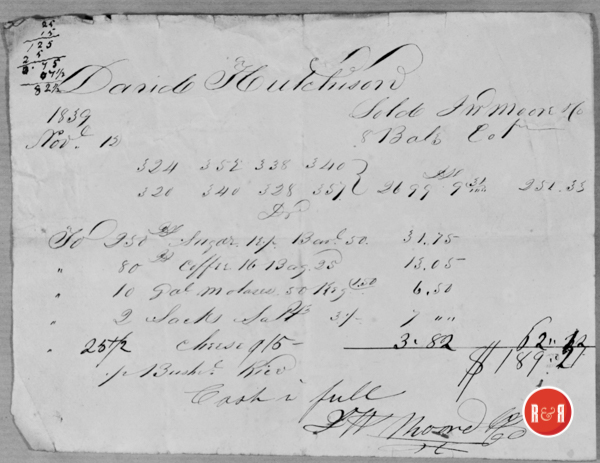 Sold cotton to J.M. Moore of Columbia, S.C. 1839 Courtesy of the Hutchison Group 2021