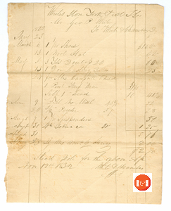 White and Chambers Store Receipt - 1832 - Courtesy of the White Collection/HRH 2008